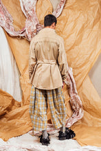 Load image into Gallery viewer, AW25 AMANE WRAP RUCHE COAT - SAND PINSTRIPE