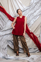 Load image into Gallery viewer, Women's Asymmetrical Knit Tank in Cherry Red