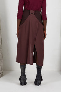Unisex Layered Skirt with Button Off Drape panels in Italian Wool Crepe