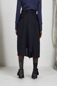 Unisex Layered Skirt with Button Off Drape panels in Italian Wool
