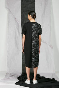 Black Viscose Kimono Sleeve Knit Tee Shirt Dress