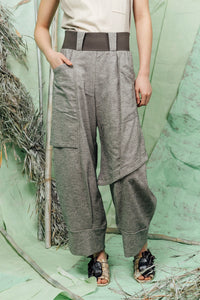 SL26 ADDIS LAYERED WIDE PANTS - ASH MARLE