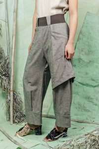 SL26 ADDIS LAYERED WIDE PANTS - ASH MARLE