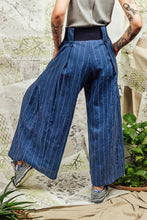 Load image into Gallery viewer, Blue Linen Wide Leg Pants