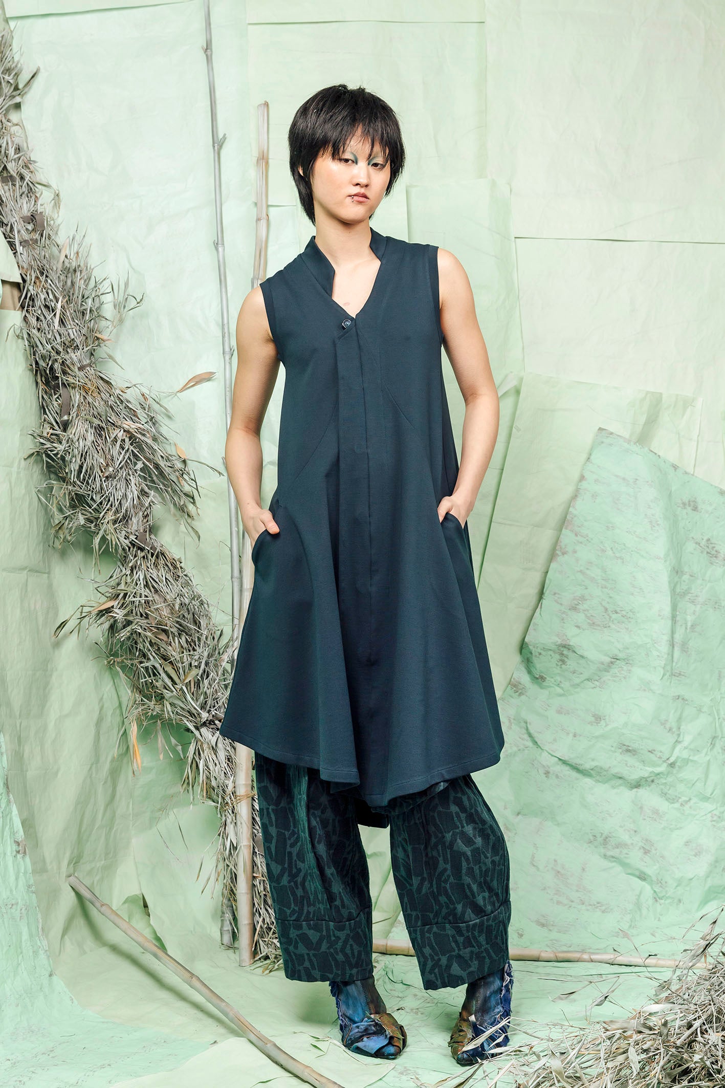 SL26 AELLA BUTTON DOWN DRESS - LAGOON