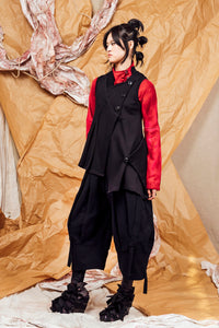 AW25 AIJA COWL VEST TOP - OBSIDIAN TWILL