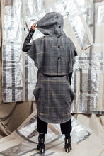 Load image into Gallery viewer, AW23 ALVIA HOODED CAPE DRESS - GRAPHITE PLAID