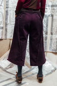 AW23 JUNG BUTTON FLARE PANTS - EGGPLANT