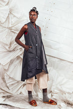 Load image into Gallery viewer, SL25 KAIDA LONG WRAP VEST - CHARCOAL ACIDWASH