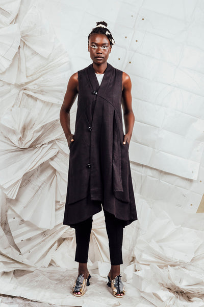 eunoiaユノイア//pleats wrap long vest eunoiaユノイア//pleats wrap long vest