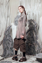 Load image into Gallery viewer, AW24 KALIS SCARF TUNIC TOP - KHAKI BRUSHSTROKE