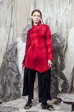 Load image into Gallery viewer, AW24 KALIS SCARF TUNIC TOP - MOTTLED RUBY