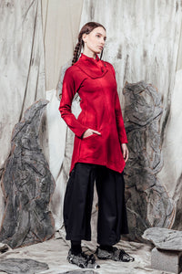 AW24 KALIS SCARF TUNIC TOP - MOTTLED RUBY