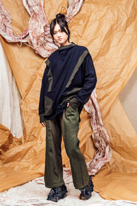 AW25 KORI PANEL COWL JUMPER - INK FOREST