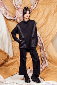 AW25 KORI PANEL COWL JUMPER - ONYX HOUNDSTOOTH