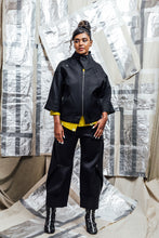 Load image into Gallery viewer, Black Cotton Kimono Cut Zip Jacket