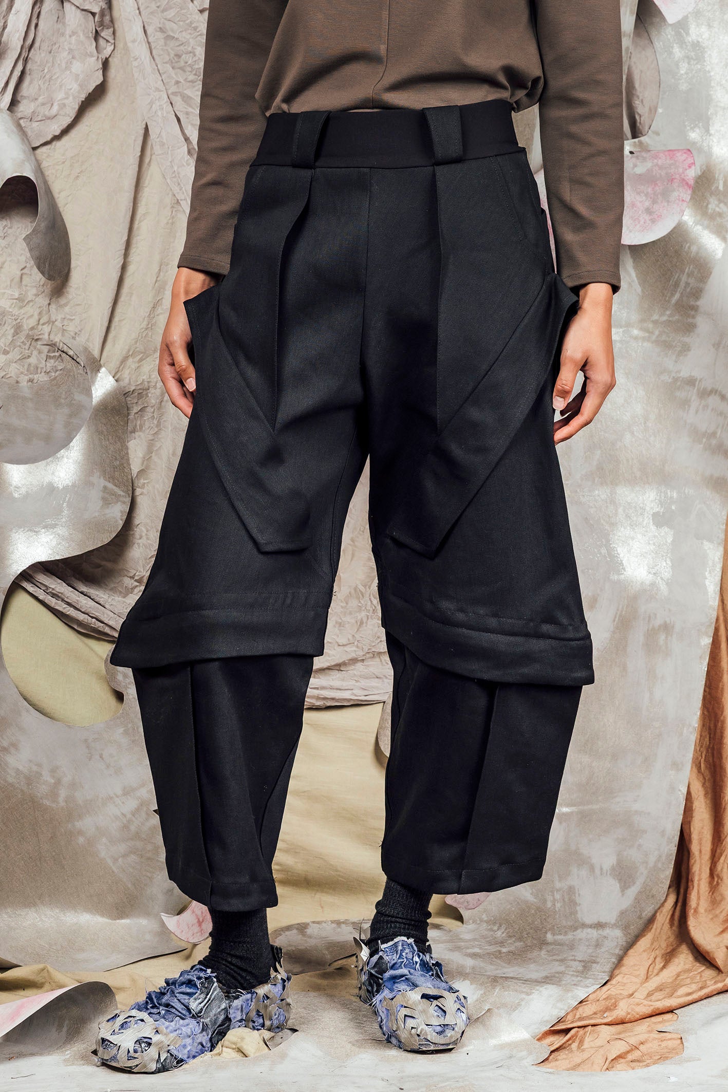 AW26 ORFEO ZIP LEG WIDE PANTS - OBSIDIAN – JUDE Modern Artisan Fashion