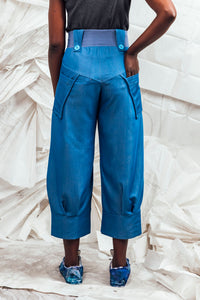 SL25 ORIME  WIDE FOLD PANTS - DENIM AZURE