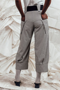 SL25 ORIME WIDE FOLD PANTS - MONO CHECK