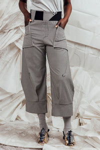 SL25 ORIME WIDE FOLD PANTS - MONO CHECK