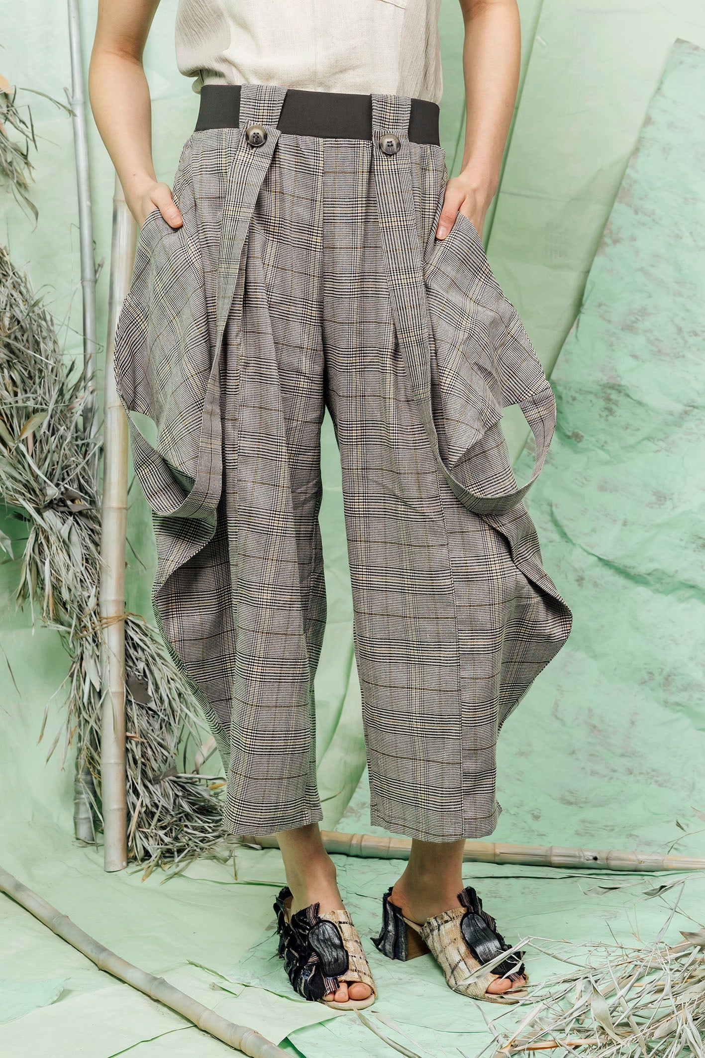 SL26 SHOSAI WRAP PANTS - RIVERSTONE CHECK