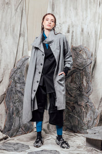 AW24 THORNE DRAPE TRENCH - ASH SLUB