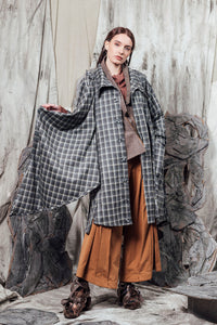 AW24 THORNE DRAPE TRENCH - RIVERSTONE PLAID