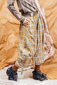 AW25 TOSHI WIDE RUCHE PANTS - CANARY CHECK