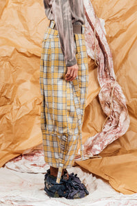 AW25 TOSHI WIDE RUCHE PANTS - CANARY CHECK