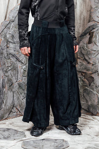 AW24 LYNDON BUTTON FLARE PANTS - OBSIDIAN CHENILLE