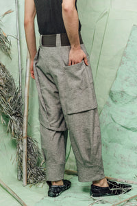 SL26 ADDIS LAYERED WIDE PANTS - ASH MARLE