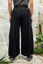 Load image into Gallery viewer, Black Viscose Linen Wide Leg Pant