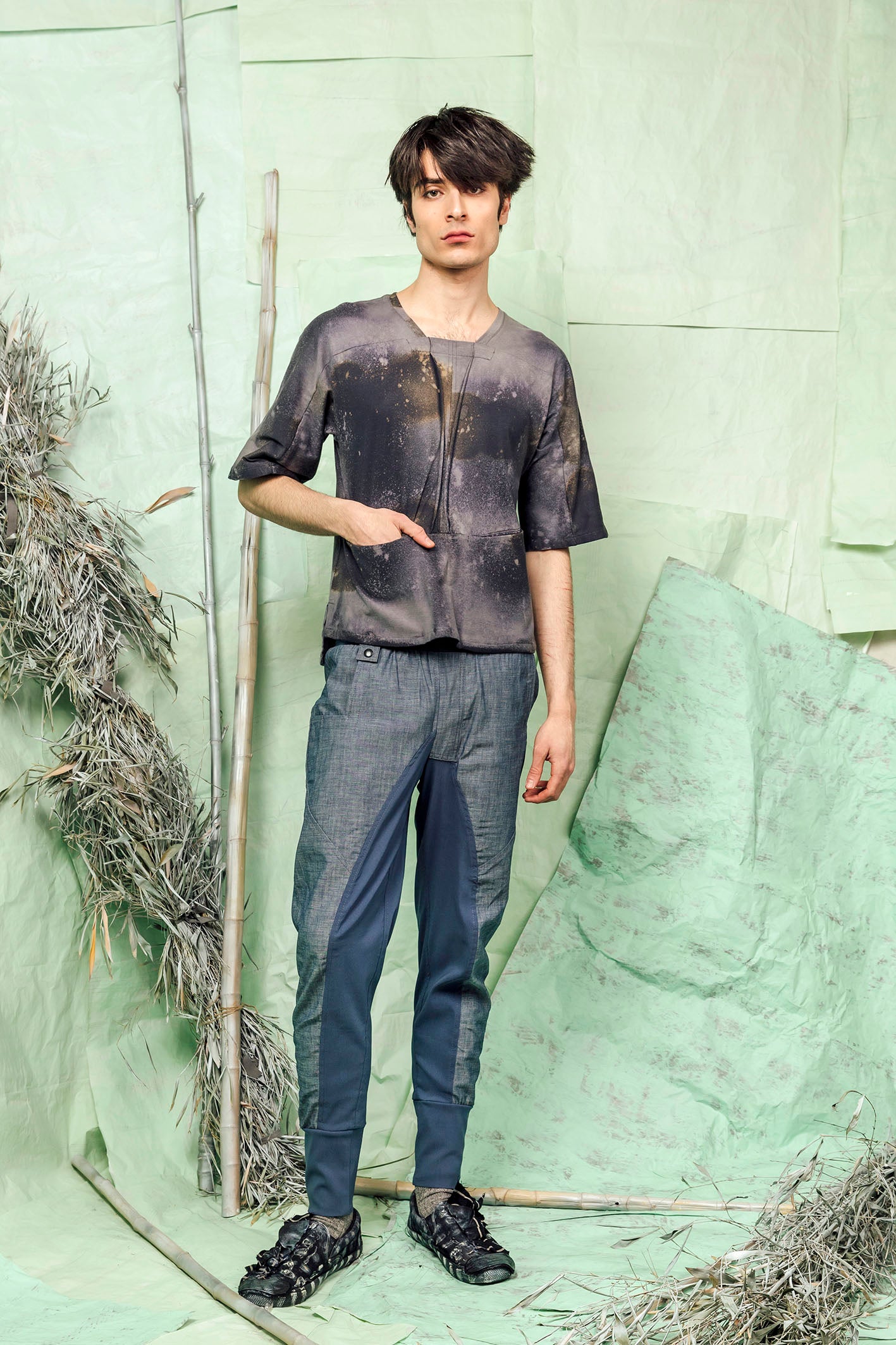 Ink Fade, Monochromatic, Uni-Sex, Summer, Flared, Knit Top