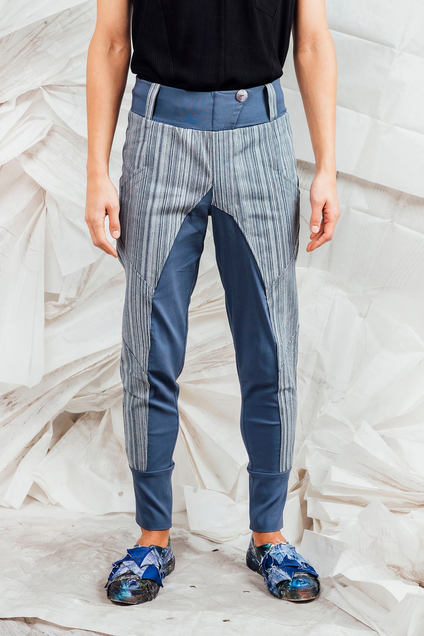 SL25 ENZI SLIM LINE PANTS - DENIM RESORT STRIPE