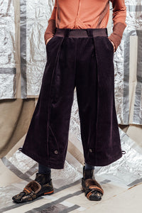 AW23 JUNG BUTTON FLARE PANTS - EGGPLANT