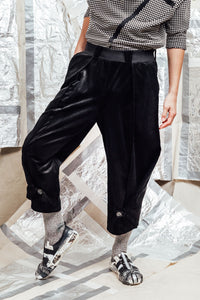 AW23 JUNG BUTTON FLARE PANTS - OBSIDIAN