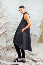 Load image into Gallery viewer, SL25 KAIDA LONG WRAP VEST - CHARCOAL ACIDWASH