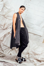 Load image into Gallery viewer, SL25 KAIDA LONG WRAP VEST - CHARCOAL ACIDWASH