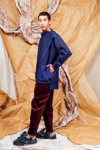 AW25 KORI PANEL COWL JUMPER - COBALT RUST