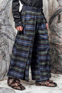 AW24 LYNDON BUTTON FLARE PANTS - JADE TARTAN