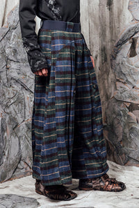 AW24 LYNDON BUTTON FLARE PANTS - JADE TARTAN