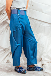 SL25 ORIME  WIDE FOLD PANTS - DENIM AZURE