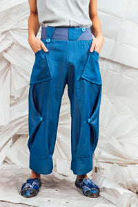 SL25 ORIME  WIDE FOLD PANTS - DENIM AZURE