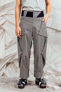 SL25 ORIME WIDE FOLD PANTS - MONO CHECK