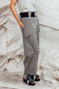 SL25 ORIME WIDE FOLD PANTS - MONO CHECK