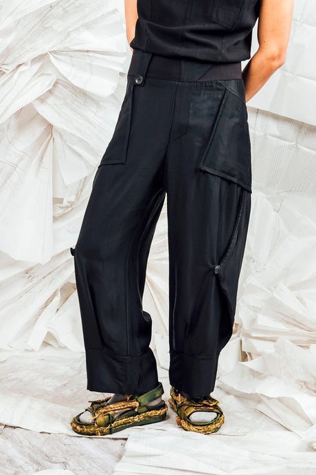 SL25 ORIME WIDE FOLD PANTS - OBSIDIAN TWILL