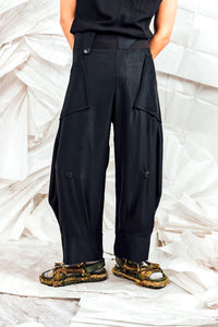 SL25 ORIME WIDE FOLD PANTS - OBSIDIAN TWILL