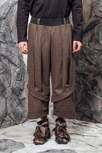 AW24 PLICA DOUBLE CUFF PANTS - CEDARWOOD CHECK