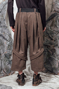 AW24 PLICA DOUBLE CUFF PANTS - CEDARWOOD CHECK