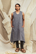 Load image into Gallery viewer, SL27 SAKASA  REVERSIBLE TUNIC DRESS - MIDNIGHT PEWTER STRIPE